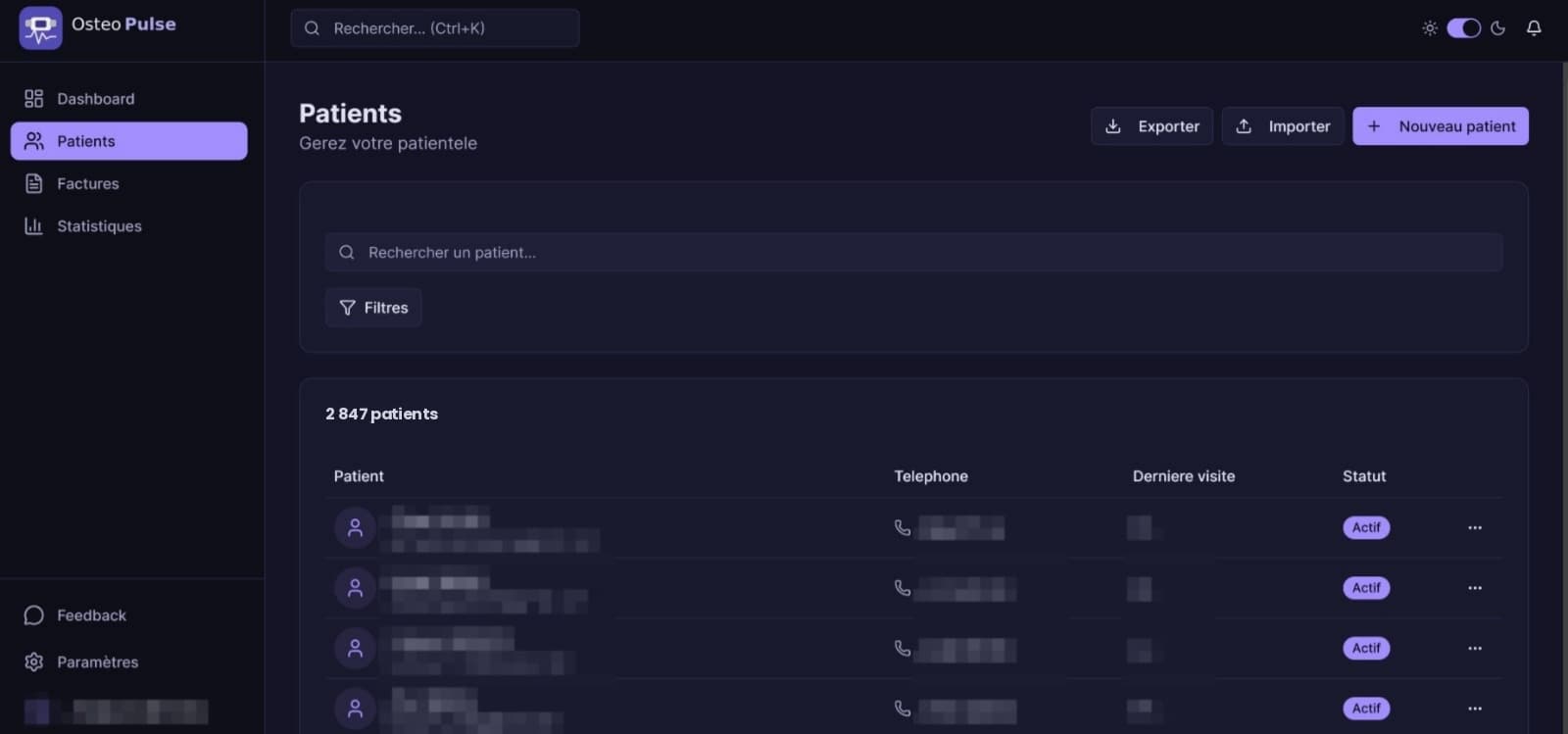 Gestion des patients