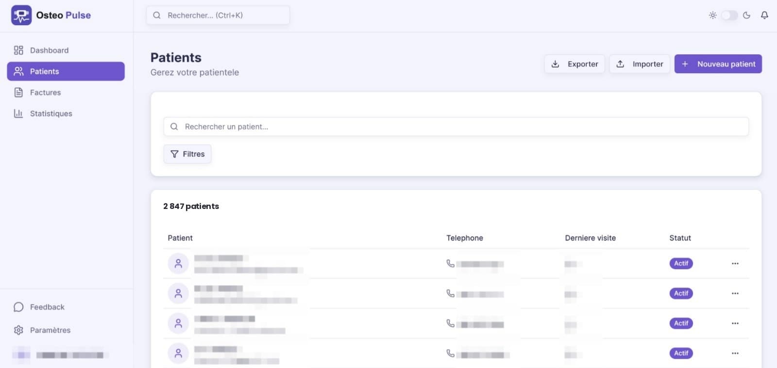 Gestion des patients